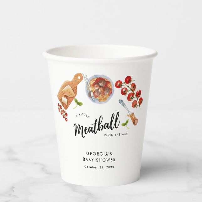 Little Meatball Italian Food Baby Shower Paper Cups (Front)