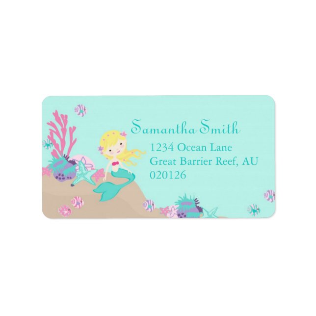 Little Mermaid Address Label Blonde (Front)