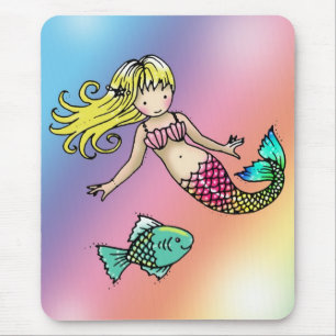 Little Mermaid and Fish Mousepad
