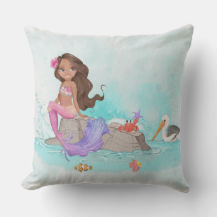 Little Mermaid and Friends Throw Pillow