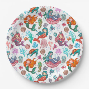 Little Mermaid Birthday Paper Napkin Plate