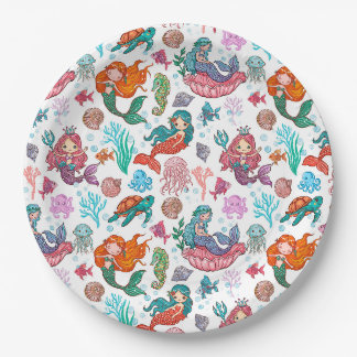 Little Mermaid Birthday Paper Napkin Plate