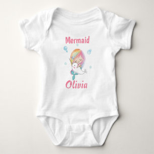 Little mermaid bodysuite Narwhal and mermaid Baby Bodysuit