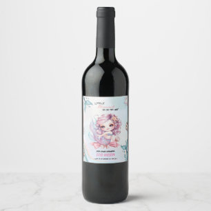 Little Mermaid bow is on the way baby shower Wine Label