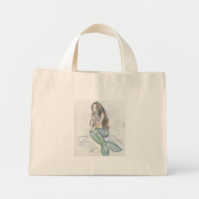 Little Mermaid Custom Art Personalized Tote Bag (Front)