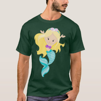 Little Mermaid Cute Mermaid Blond Hair Shells T-Shirt