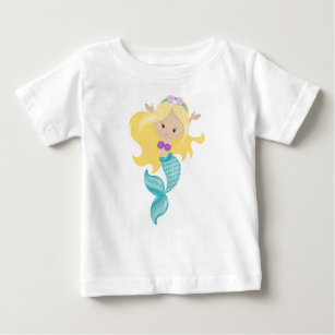 Little Mermaid, Cute Mermaid, Blonde Hair, Shells Baby T-Shirt