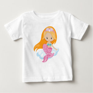 Little Mermaid, Cute Mermaid, Orange Hair, Shells Baby T-Shirt