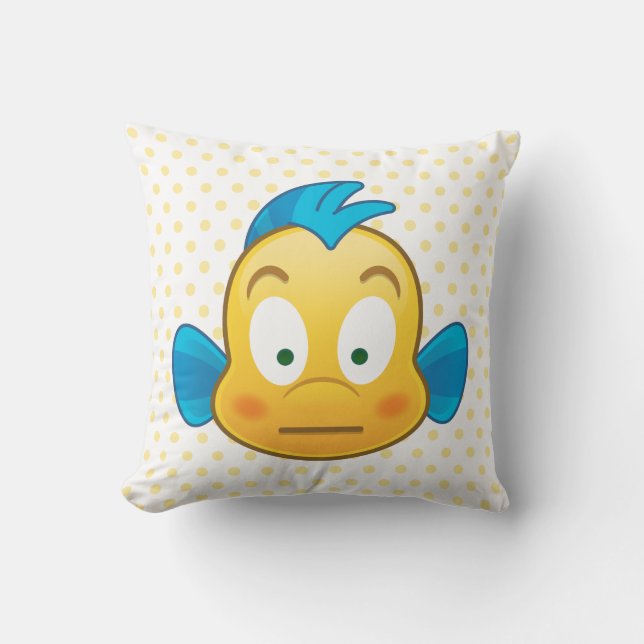 Little Mermaid Emoji | Flounder Throw Pillow (Front)