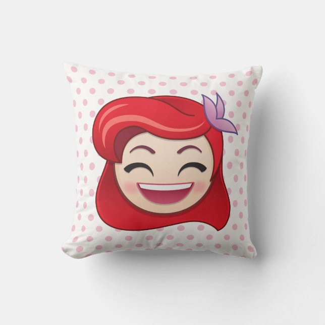 Little Mermaid Emoji | Princess Ariel - Happy Throw Pillow (Front)
