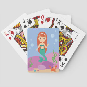Little mermaid girl underwater ocean playing cards