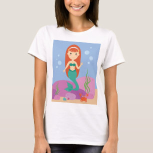 Little mermaid girl underwater waves girl T-Shirt
