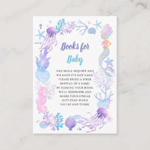 Little Mermaid Pastel Baby Shower   Books For Baby Enclosure Card