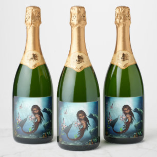Little mermaid sparkling wine label