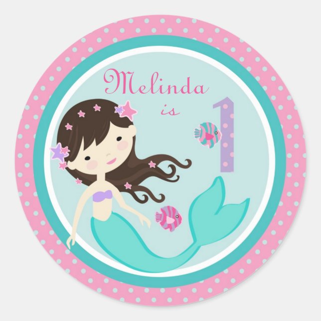 Little Mermaid Sticker Brunette 1B (Front)