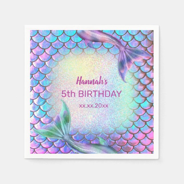 little mermaid theme pattern Birthday Napkin (Front)