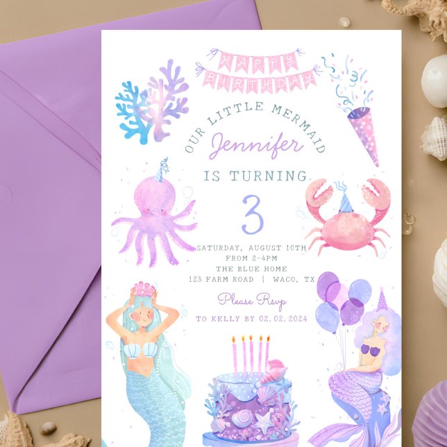 Little Mermaid Under sea Magic Birthday Invitation (Creator Uploaded)