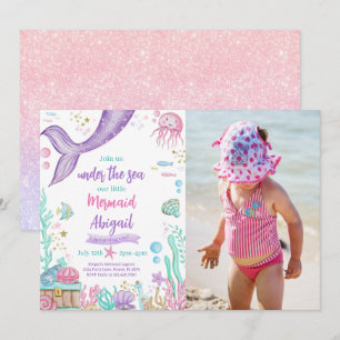 Little Mermaid Under The Sea Birthday Photo Invitation