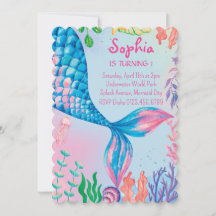 Little Mermaid Underwater Birthday Invitation