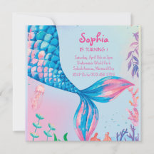 Little Mermaid Underwater Birthday Invitation