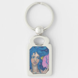 Little Mermaid, Underwater Fantasy Art, Pink Blue Keychain