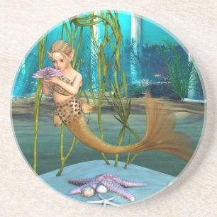 Little Mermaid with Anemone Flower Coaster