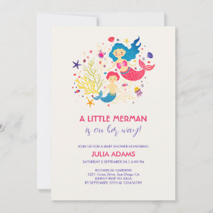 Little Merman Sea Breeze Baby Shower Invitation