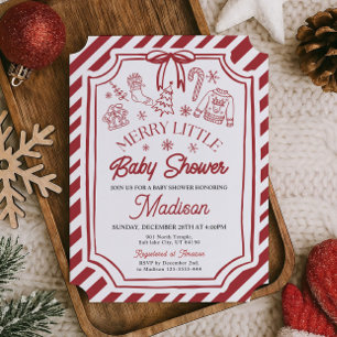 Little Merry Christmas Baby Shower Invitation