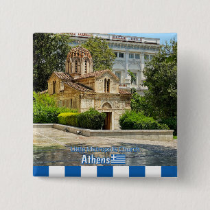 Little Metropolis church in Athens, Greece travel 2 Inch Square Button