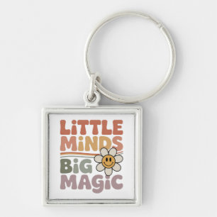 Little Minds Big Dreams Retro Teacher Quote Keychain