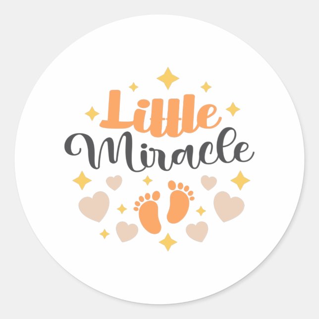 Little Miracle Baby Footprints Classic Round Sticker (Front)