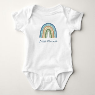 Little Miracle Cute Boho Watercolor Rainbow Blue B Baby Bodysuit