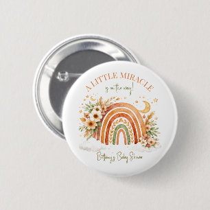 Little Miracle Is On The Way Rainbow Baby Shower 2 Inch Round Button