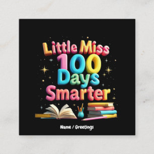 Little Miss 100 Days Smarter Celebrate 100 Days  Square Business Card