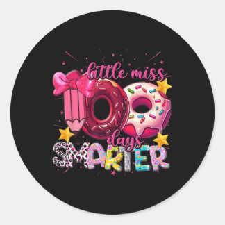 Little Miss 100 Days Smarter Doughnut Happy 100 Da Classic Round Sticker