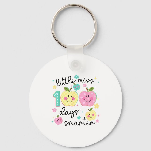Little Miss 100 Days Smarter Kids Girls 100th Day  Keychain (Front)