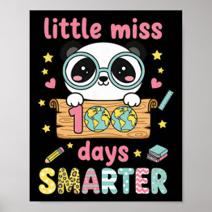 Little Miss 100 Days Smarter Panda Kawaii Pastel Poster