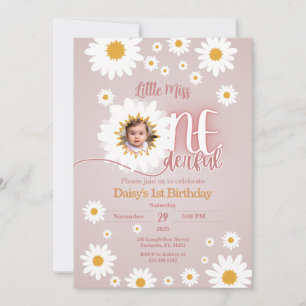 Little Miss 1st Birthday Photo Invitation