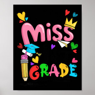 Little Miss 1st First Grade Cute Back To School Poster