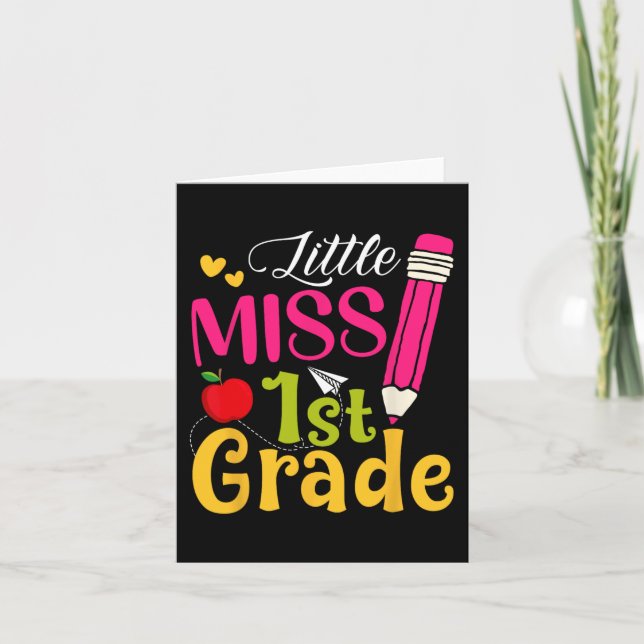 Little Miss 1st Grade Cute Back To School Hello Fi Card (Front)