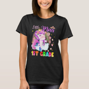 Little Miss 1st Grade Cute Unicorn Girls Kids Back T-Shirt