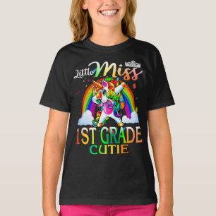 Little Miss 1st Grade Cutie Unicorn Rainbow T-Shirt