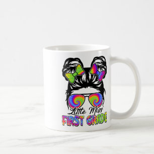 Little Miss 1st Grade Girl Ck To School Messy Bun Coffee Mug