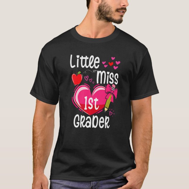 Little Miss 1st Grader First Day Of First Grade Gi T-Shirt (Front)