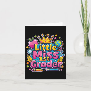 Little Miss 1st Grader - First Day Of School Outfi Card