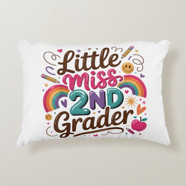 Little Miss 2nd Grade First Day of Second Grade Accent Pillow (Front)