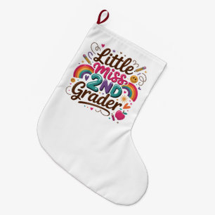 Little Miss 2nd Grade First Day of Second Grade Large Christmas Stocking