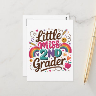 Little Miss 2nd Grade First Day of Second Grade Postcard