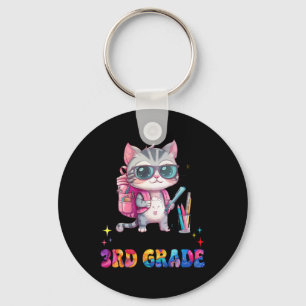 Little Miss 3rd Grade Kitten Back To School Cat Gi Keychain