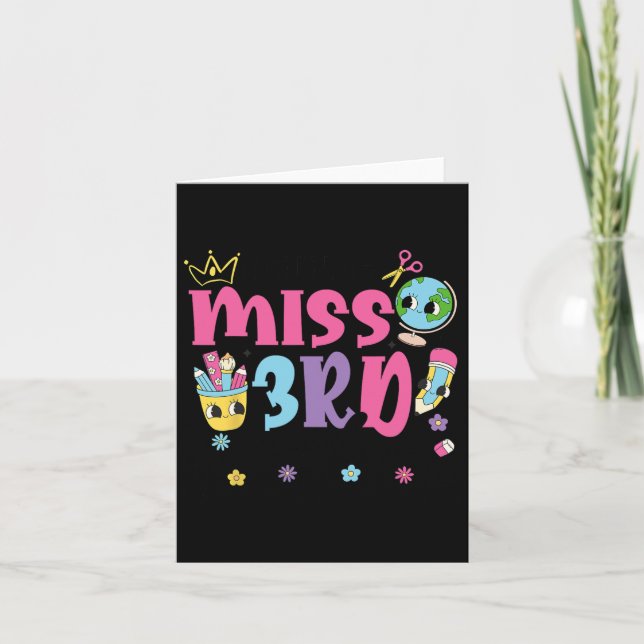 Little Miss 3rd Grader First Day Of School 3rd Gra Card (Front)